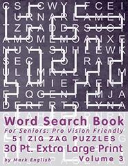 Word Search Book For Seniors: Pro Vision Friendly, 51 Zig Zag Puzzles, 30 Pt. Extra Large Print, Vol. 3